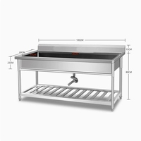 Évier commercial en acier inoxydable à cuve unique avec étagère à deux niveaux pour la vaisselle et le lavage des mains, idéal pour les cuisines de restaurant