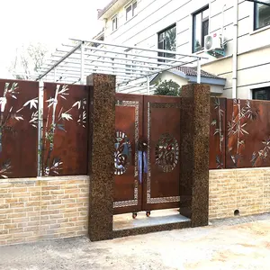 Tela de Privacidade barato Piscina Portão Do Jardim Corten Cerca De Bambu/Painéis de Vedação/Painel Da Tela Ao Ar Livre Rede
