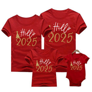 <span class=keywords><strong>Hola</strong></span> 2025 trajes a juego para la familia Feliz Año Nuevo <span class=keywords><strong>papá</strong></span> mamá niños camisa bebé mono familia camiseta vacaciones fiesta familia ropa - Product Image 2