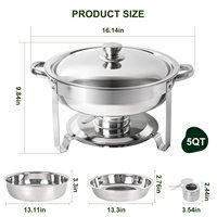 Ensemble de chauffe-plats pour buffet plats plus chauds serveur pour buffet utilisé rond commercial de luxe en acier inoxydable chauffe-plats en laiton pour aliments