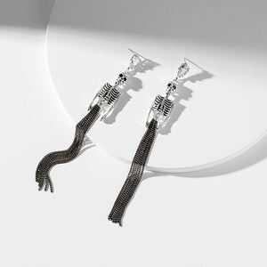Long Skeleton DangleTassel <b>Earrings</b> Silver Color Retro Fashion Hanging Women <b>Earring</b> Halloween Jewelry Girls Funny <b>Earrings</b> 2022 - Product Image 3