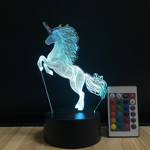 Động Vật Kawaii <span class=keywords><strong>Unicorn</strong></span> 3D Đèn LED Đèn Ngủ USB Đèn Nhiều Màu Ảo Ảnh Acrylic Mới Lạ Giáng Sinh Chiếu Sáng - Product Image 6