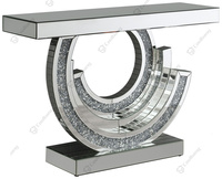 Table de console de luxe en diamant écrasé avec miroir Coolbang Glam Style pour la maison