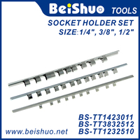 Organisateur de douilles en métal, lot de 3, 1/4 po, 3/8 po, 1/2 po, rail pour douilles, organisateur de douilles et clips pour douilles