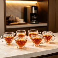 Qixiang Six Sets Golden Cup Beads Point Money Tea Mugs Design Moderne Verre Sodium Calcium Réutilisable pour Infuser le Thé et Décoration Intérieure