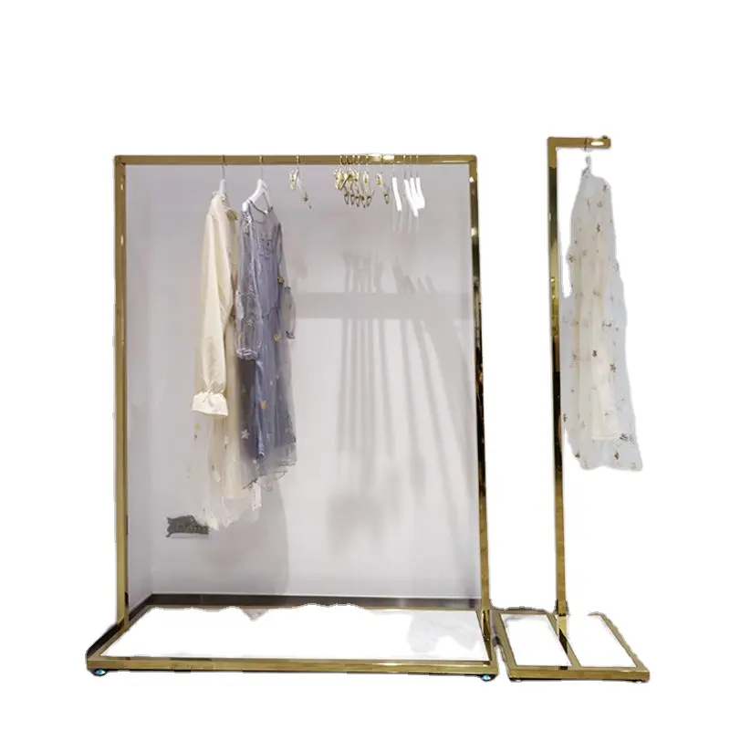 Custom Stainless Steel Boutique Gold Clothing Racks Garment Metal Women Store Dress Display Stands for Clothes Shops