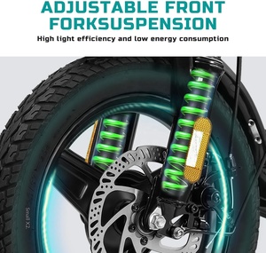 จักรยานไฟฟ้าพับได้โครงเหล็กคาร์บอน มอเตอร์ 560-740 วัตต์ แบตเตอรี่ 48V 10Ah ระยะทาง 32 ไมล์ ความเร็ว 25 ไมล์ต่อชั่วโมง ขนาดล้อ 14 นิ้ว เบรกดิสก์ไฮดรอลิก สำหรับผู้ใหญ่ - Product Image 3