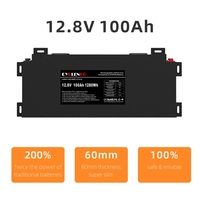 Batterie LiFePO4 Cyclenpo ultra-mince en métal 12,8 V 100 Ah avec fonction Bluetooth, 6000 cycles pour camping-car/véhicule tout-terrain/bateau