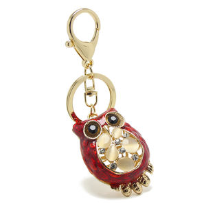 Großhandel Katzenauge Strass Opal Nacht Eule Anhänger Metall Schlüssel anhänger Vogel Schlüssel ring Tier Geschenke Tasche Charms Halter Eule Schlüssel bund - Product Image 1