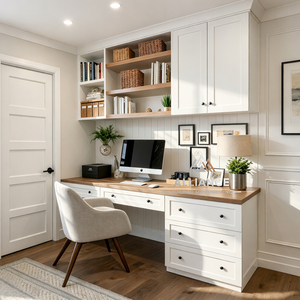 Durable Study Cabinet For Home Office | Custom Wood Study Bookshelf Cabinet | American Apartment Study Room Storage Cabinet - Product Image 1