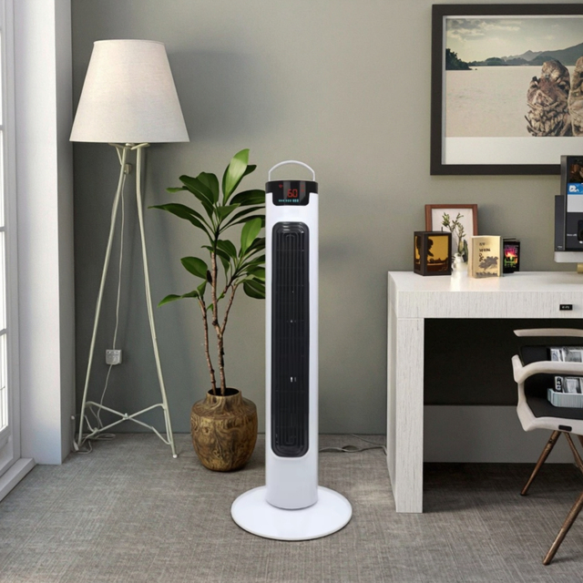 32\" Silent Tower Pedestal Fan with Remote Control Bladeless Air Conditioning US Plug HJ-32CFR Cooler Blower