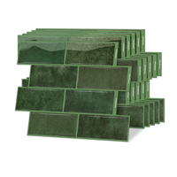 Autocollant de carrelage vert émeraude 3D en gel, à coller et à décoller, crédence de cuisine imperméable, panneaux muraux amovibles pour hôtel