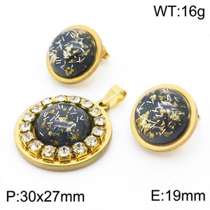 Jewelry Manufacturer Wholesale Colorful Oval Stone Charm <b>Necklace</b> Earring Resin Jewelry Set Women - Product Image 3