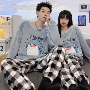 Conjunto de <span class=keywords><strong>Pijamas</strong></span> de Franela con Dibujos Animados para Parejas, Ropa de Dormir Familiar para <span class=keywords><strong>Navidad</strong></span>, Ideal para Amantes del Hogar - Product Image 3