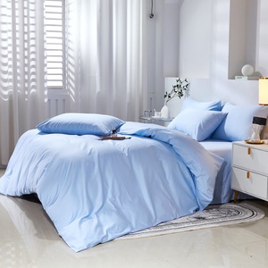 Parure de <span class=keywords><strong>lit</strong></span> hôtelière en tissu uni de qualité supérieure, ensemble quatre pièces en pur coton, housse de couette, literie pour hôtel et maison d'hôtes - Product Image 3