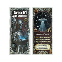 Tarjeta de Billete de Doble Cara con Lámina Plateada de Encuentro Alienígena en Área 51, 15.4x6.5cm, Edición de Regalo de Arte Coleccionable de OVNI y Ciencia Ficción