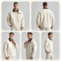 Veste de travail en toile de style Detroit vintage pour homme, col en velours côtelé contrastant, plusieurs poches, doublure en laine, veste de printemps, tailles S-XXL