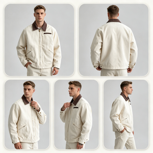 Chaqueta de Trabajo de Lona Estilo Bomber J97 Vintage para Hombre, <span class=keywords><strong>Cuello</strong></span> de Pana en Contraste, Múltiples Bolsillos, Forro de <span class=keywords><strong>Lana</strong></span>, Chaqueta de Primavera, Tallas S-XXL - Product Image 6