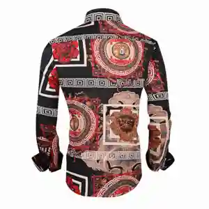 2022 New Men's Silk Satin Floral Printed Shirts Male Slim Fit Long Sleeve Flower Shirts Print Casual Party Shirt Tops custom