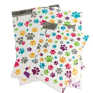 10x13 6x9 Colorful Dogs Cats PAW PRINTS Poly Mailers Envelopes Shipping Bags Self Seal Adhesive Waterproof TearProof Postal Bags