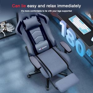 Chaise de jeu ergonomique pivotante inclinable en cuir PU minimaliste à dossier haut pour PC, avec accoudoirs, style course - Grande Vente - Product Image 5