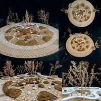 Emlak mimarlık modeli ahşap ev ve endüstriyel Park endüstriyel bitki 3D tasarım kum masa modeli