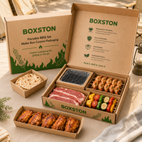 Boîte à bento réutilisable écologique pour barbecue à portion individuelle avec doublure en éponge |   Conteneur à fermeture magnétique pour barbecue au charbon de bois