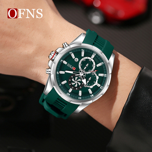 OFNS 8025 moda negocios hombres relojes de cuarzo multifuncional seis agujas tres ojos cronógrafo impermeable calendario hombres reloj - Product Image 4