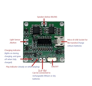Módulo de Sonido con Reproductor de Música MP3 WAV de 4M Descargable por USB, con Altavoz y Botón de Activación, para Proyectos Navideños DIY - Product Image 3