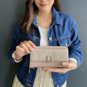 Portefeuille long et fin pour femmes, version coréenne, couleur unie, porte-monnaie, boucle en U, porte-cartes, portefeuille - Product Image 2