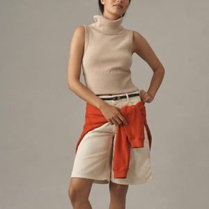 Maglione lavorato a <span class=keywords><strong>maglia</strong></span> in Cashmere e cotone misto <span class=keywords><strong>senza</strong></span> <span class=keywords><strong>maniche</strong></span> maglione lavorato a <span class=keywords><strong>maglia</strong></span> a collo alto da donna - Product Image 4