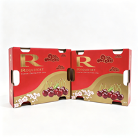Boîte en carton ondulé personnalisée pour cerises, boîte d'emballage pour fruits avec poignée en feuille d'or pour l'exportation de cerises fraîches