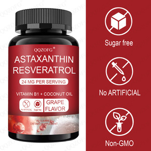 OEM/ODM Gommes végétaliennes sans sucre d'astaxanthine et de resvératrol Suppléments d'extrait de plantes pour une peau saine et le vieillissement - Product Image 4