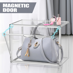 2024 New Arrival Transparent Acrylic Ziplock Storage Box PET Luxury Handbag <strong>Container</strong> Display Cabinet Rectangle Shape - Product Image 5