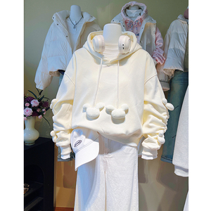 <span class=keywords><strong>Felpa</strong></span> <span class=keywords><strong>con</strong></span> <span class=keywords><strong>Cappuccio</strong></span> Casual Tridimensionale di Alta Qualità del Produttore, Design Femminile, Top Snellente - Product Image 1