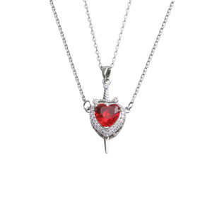Collana con Pendente a Forma <span class=keywords><strong>di</strong></span> Spada con Cuore in Zircone Rosso, Catena in Acciaio al Titanio, Regalo per <span class=keywords><strong>San</strong></span> <span class=keywords><strong>Valentino</strong></span> - Product Image 5