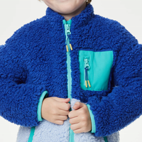 Nouveau design de veste polaire Sherpa zippée avec logo personnalisé vestes polaires pour garçons veste polaire pelucheuse à blocs de couleurs pour enfants