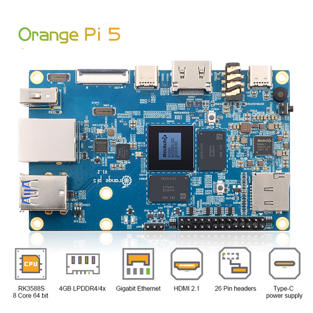 Orange Pi 5 4GB/8GB/16GB RK3588S Single Board Computer PCIe WiFi BT SSD Gigabit Ethernet Android Debian OS