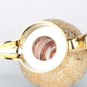 Botella de vacío aislada de vidrio de alta calidad, cuerpo de Metal de recubrimiento dorado verde con forma de calabaza, Caño largo, 1,0 L, novedad - Product Image 3