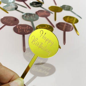Jour de Valentine <span class=keywords><strong>oh</strong></span> bébé mariée à être Acrylique tasse gâteau insérer cuisson laser de coupe ronde Acrylique gâteau topper décorations - Product Image 3