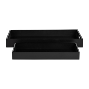 Vassoi decorativi con manici intagliati per tavolino da caffè o decorazione letto, design rettangolare classico nero - Product Image 2