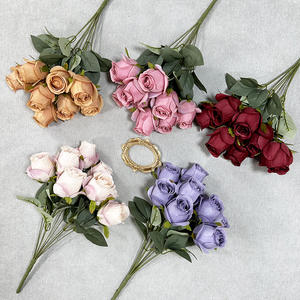 Décorations de mariage à la maison 9 tête grand bourgeon de rose JC - Product Image 1