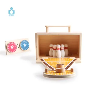 UDEAS Jogos de mesa para crianças Brinquedo de mesa para interior Mini jogos de boliche de madeira para criança