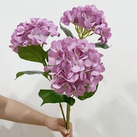 Bunga Hydrangea Buatan 4 Daun Model Baru, Bunga Hydrangea Cetak 3D, Bunga Pot untuk Rumah, Bunga Hias Dekorasi Luar Ruangan