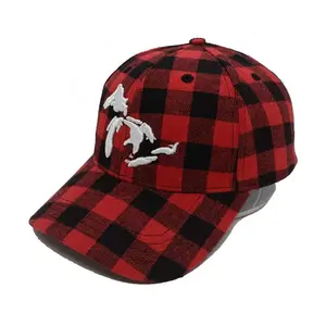 Clássico xadrez impressão algodão Baseball Caps vermelho-preto xadrez Baseball Hat 3D bordado mapa Buffalo Plaid Hat