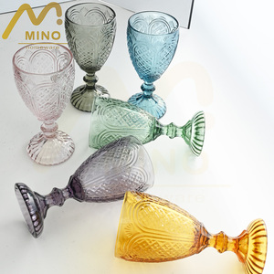 Verre à vin gaufré vintage, verrerie colorée pressée à la machine, design sculpté, gobelet à eau, <span class=keywords><strong>coupe</strong></span> à <span class=keywords><strong>champagne</strong></span> pour <span class=keywords><strong>mariage</strong></span> et hôtel - Product Image 1