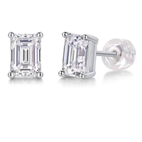 Nouvelles Boucles d'Oreilles Simples et Élégantes en Argent 925 pour Femme, Sensation Haut de Gamme, Diamant de Laboratoire Taille Émeraude, Très Vendues sur TikTok Live