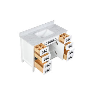 Mueble de baño independiente moderno de alta gama de 48 pulgadas con lavabo de cerámica y características resistentes al agua. - Product Image 5