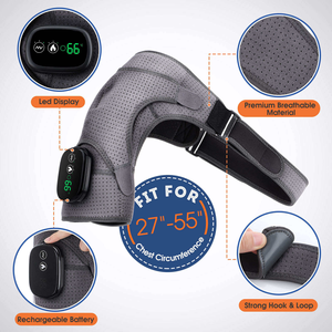 Smart Heated Shoulder Brace with <b>Vibration</b> Massage Wireless Electric Shoulder Support with LED Screen for Sports & Home Use - Product Image 6