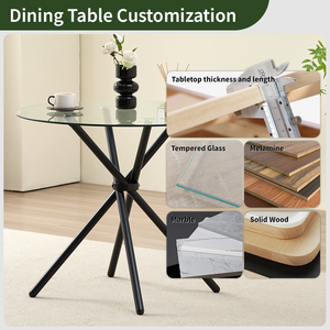 Nordic Boucle <strong>Dining</strong> Chair Chrome Legs Metal Base Round Tempered Glass <strong>Table</strong> for <strong>Small</strong> <strong>Space</strong> Home Office <strong>Dining</strong> Room Kitchen - Product Image 2